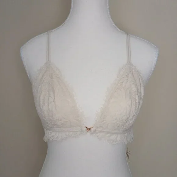 NWT Aerie Lace Triangle Bralette Ivory Size Medium - Picture 1 of 6